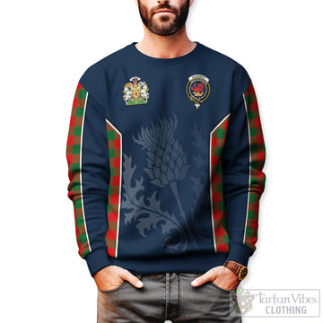 Moncrieff Modern Tartan Sweatshirt with Family Crest and Scottish Thistle Vibes Sport Style