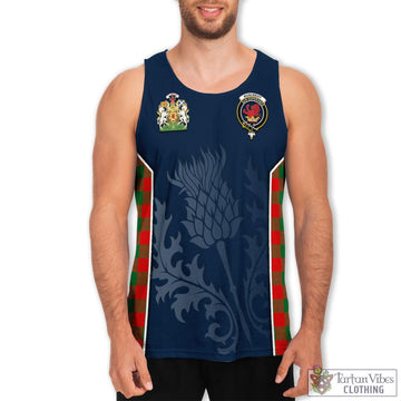 Moncrieff Modern Tartan Men's Tanks Top with Family Crest and Scottish Thistle Vibes Sport Style