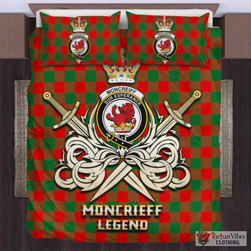 Moncrieff Modern Tartan Bedding Set with Clan Crest and the Golden Sword of Courageous Legacy