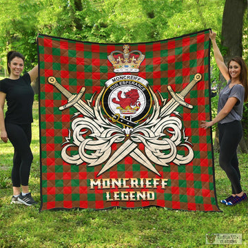 Moncrieff Modern Tartan Quilt with Clan Crest and the Golden Sword of Courageous Legacy