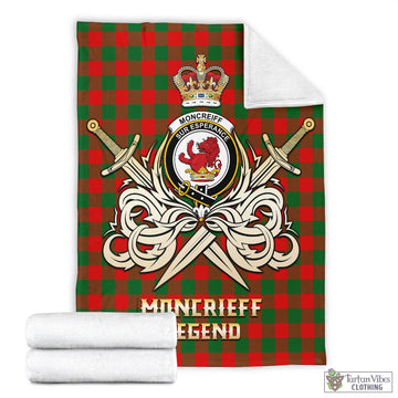 Moncrieff Modern Tartan Blanket with Clan Crest and the Golden Sword of Courageous Legacy