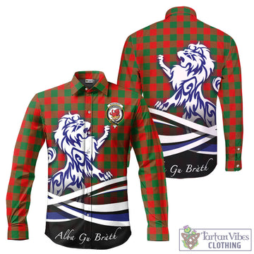 Moncrieff Modern Tartan Long Sleeve Button Up Shirt with Alba Gu Brath Regal Lion Emblem