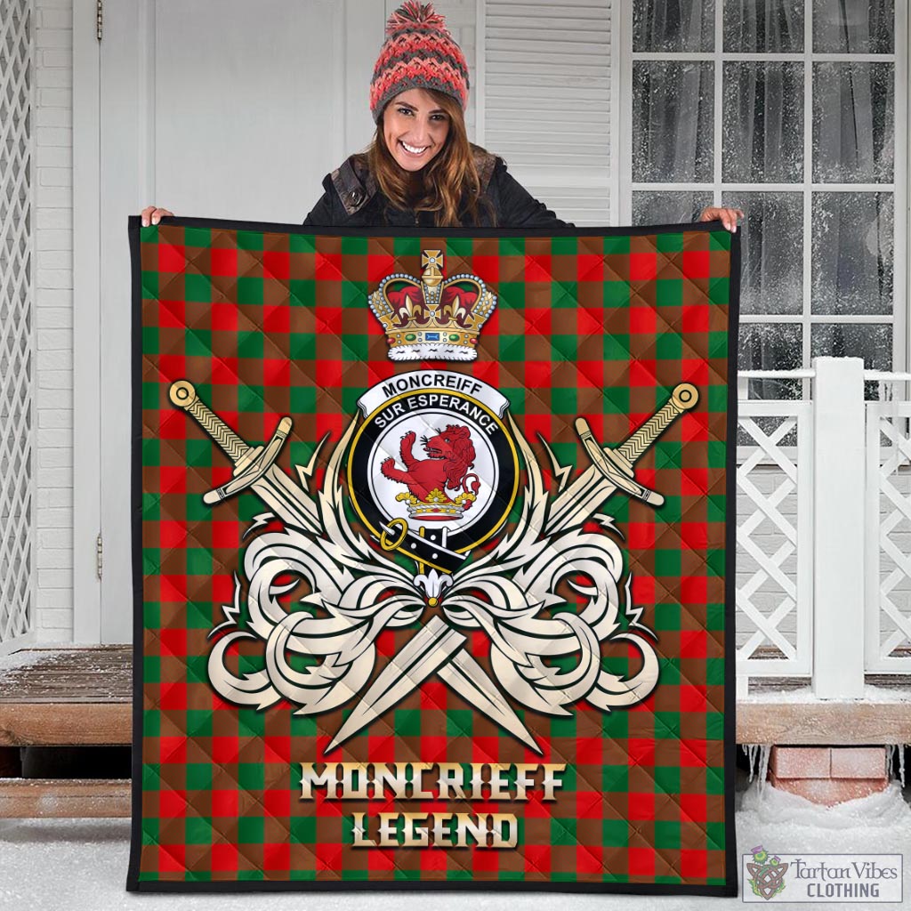 Tartan Vibes Clothing Moncrieff Modern Tartan Quilt with Clan Crest and the Golden Sword of Courageous Legacy