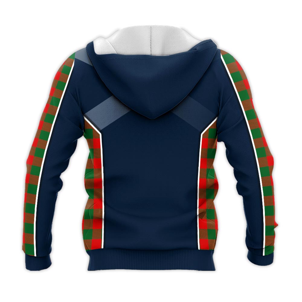 Tartan Vibes Clothing Moncrieff Modern Tartan Knitted Hoodie with Family Crest and Scottish Thistle Vibes Sport Style