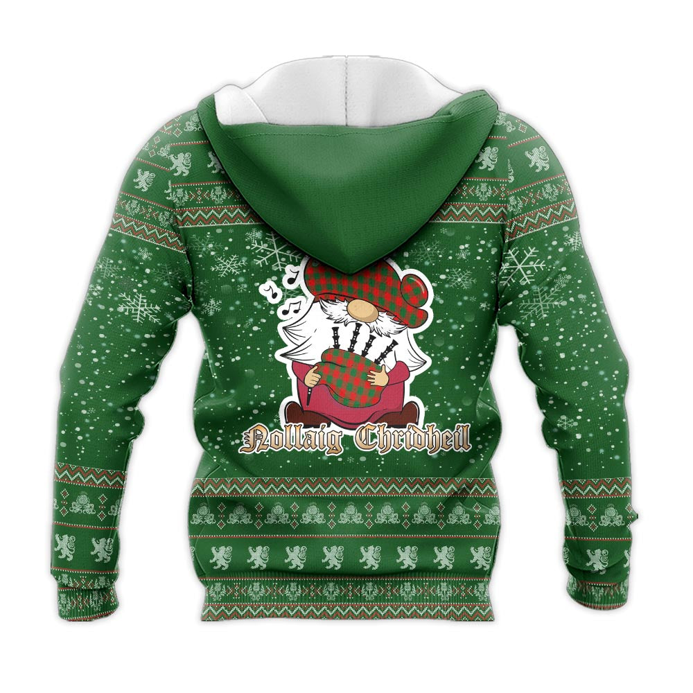 Moncrieff Modern Clan Christmas Knitted Hoodie with Funny Gnome Playing Bagpipes - Tartanvibesclothing