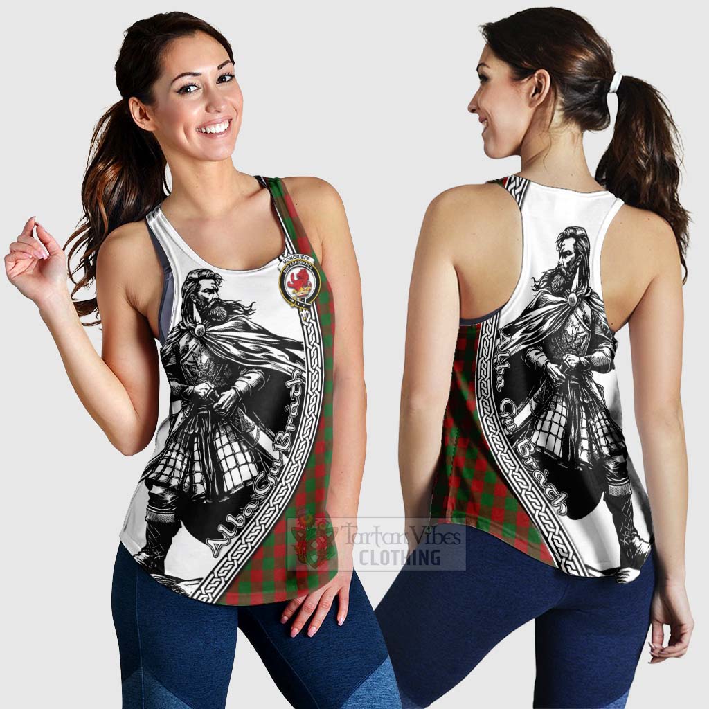 Moncrieff (Moncreiffe) Tartan Clan Crest Women's Racerback Tanks with Highlander Warrior Celtic Style 4XL - Tartan Vibes Clothing