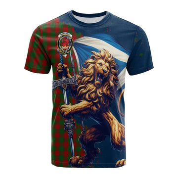 Moncrieff (Moncreiffe) Tartan Family Crest Cotton T-shirt with Scottish Majestic Lion