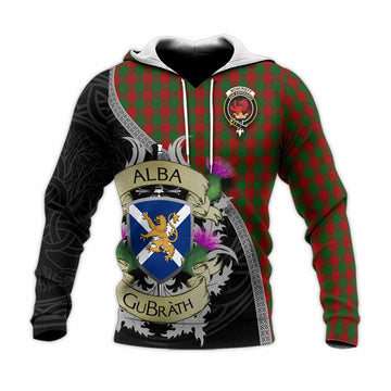 Moncrieff (Moncreiffe) Tartan Family Crest Knitted Hoodie Lion Rampant Royal Thistle Shield Celtic Inspired Unisex Knitted Pullover Hoodie - Tartan Vibes Clothing