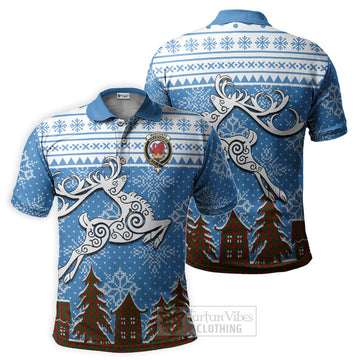 Tartan Vibes Clothing Moncrieff (Moncreiffe) Clan Christmas Polo Shirt Celtic Reindeer Style