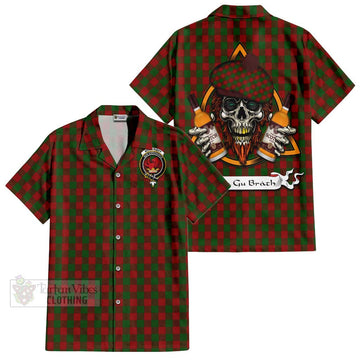 Moncrieff (Moncreiffe) Tartan Hawaiian Shirt with Family Crest and Bearded Skull Holding Bottles of Whiskey Kid - Tartan Vibes Clothing