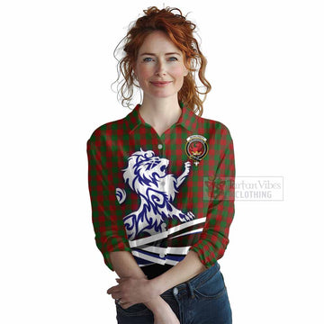 Moncrieff (Moncreiffe) Tartan Women's Casual Shirt with Alba Gu Brath Regal Lion Emblem Female - Tartan Vibes Clothing