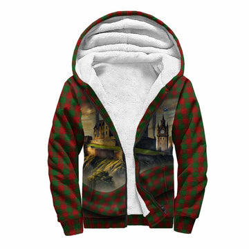 Moncrieff (Moncreiffe) Tartan Family Crest Sherpa Hoodie with Scottish Ancient Castle Style Unisex S - Tartan Vibes Clothing