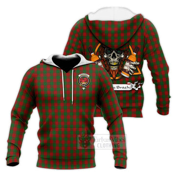 Moncrieff (Moncreiffe) Tartan Knitted Hoodie with Family Crest and Bearded Skull Holding Bottles of Whiskey Unisex Knitted Pullover Hoodie - Tartan Vibes Clothing