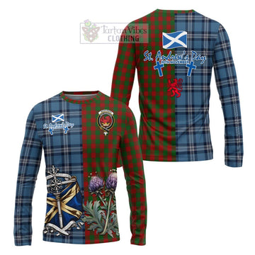Moncrieff (Moncreiffe) Tartan Long Sleeve T-Shirt Happy St. Andrew's Day Half Tartan Style Unisex - Tartan Vibes Clothing
