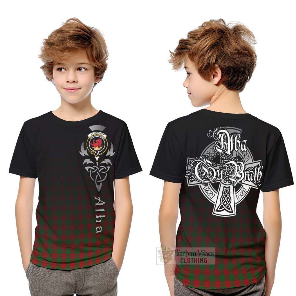Moncrieff (Moncreiffe) Tartan Kid T-Shirt Featuring Alba Gu Brath Family Crest Celtic Inspired Youth XL Size14 - Tartan Vibes Clothing