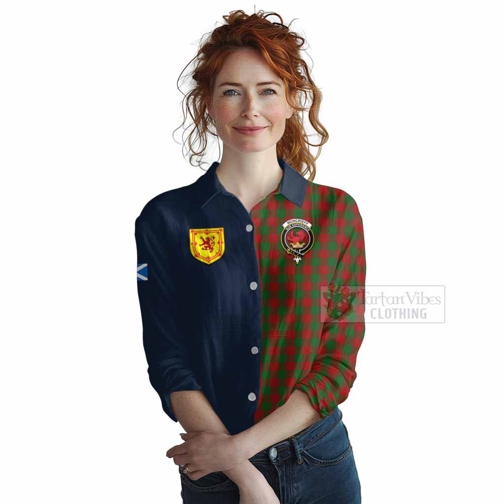 Moncrieff (Moncreiffe) Tartan Women's Casual Shirt Alba with Scottish Lion Royal Arm Half Style Female - Tartan Vibes Clothing