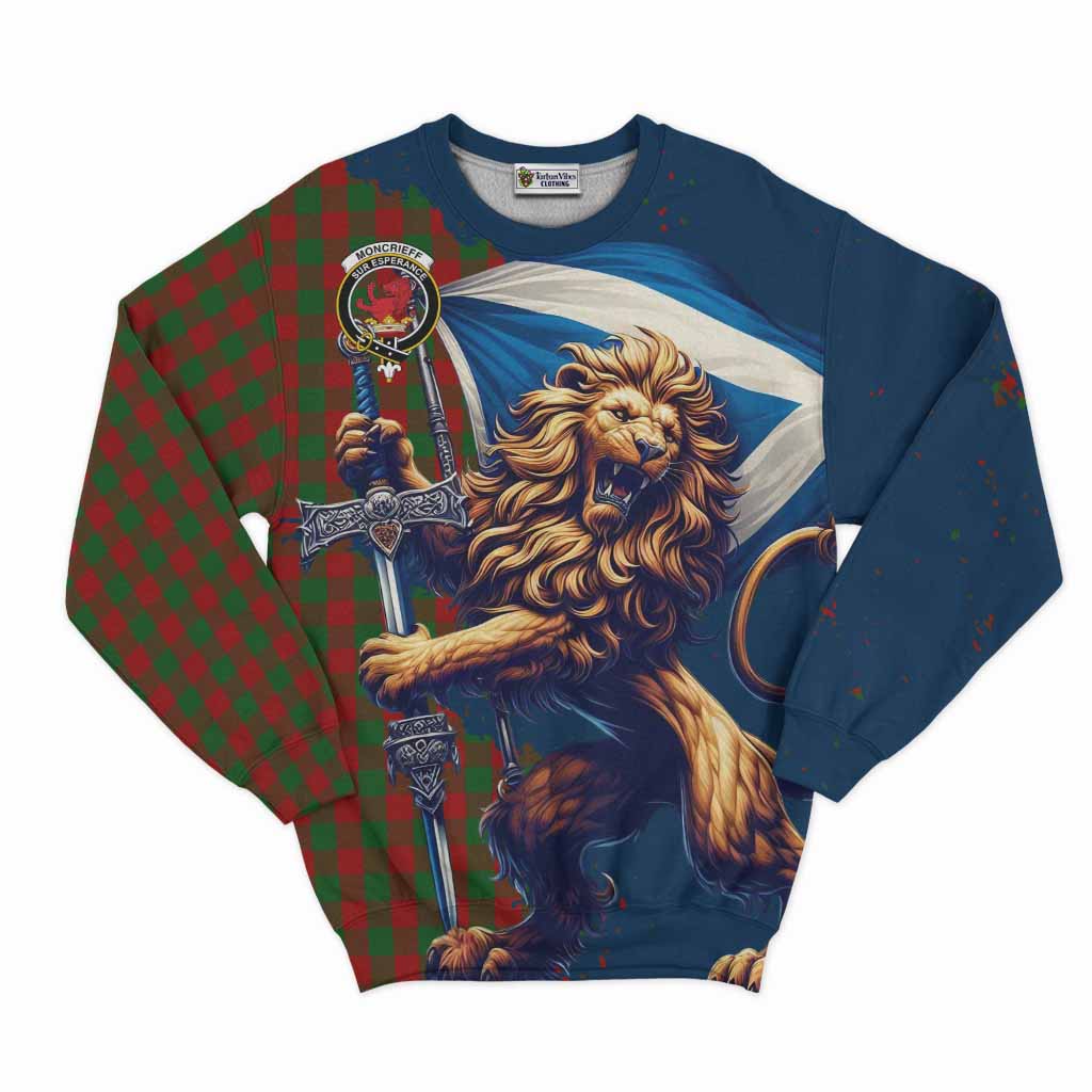 Moncrieff (Moncreiffe) Tartan Family Crest Sweatshirt with Scottish Majestic Lion Unisex - Tartan Vibes Clothing