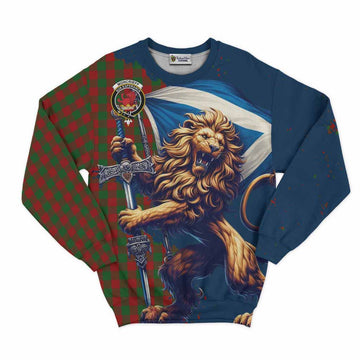 Moncrieff (Moncreiffe) Tartan Family Crest Sweatshirt with Scottish Majestic Lion Unisex - Tartan Vibes Clothing