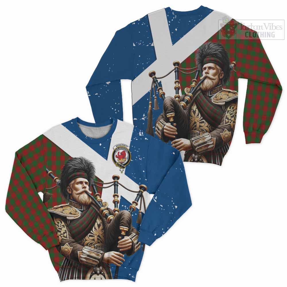 Moncrieff (Moncreiffe) Tartan Sweatshirt with Family Crest Scottish Bagpiper Vibes Unisex - Tartan Vibes Clothing