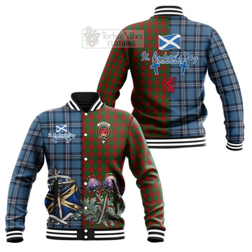 Moncrieff (Moncreiffe) Tartan Baseball Jacket Happy St. Andrew's Day Half Tartan Style Unisex - Tartan Vibes Clothing