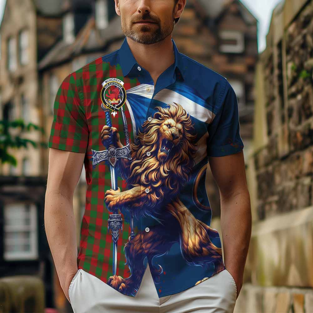 Moncrieff (Moncreiffe) Tartan Family Crest Hawaiian Shirt with Scottish Majestic Lion Kid - Tartan Vibes Clothing
