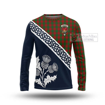 Moncrieff (Moncreiffe) Tartan Long Sleeve T-Shirt Featuring Thistle and Scotland Map Unisex - Tartan Vibes Clothing