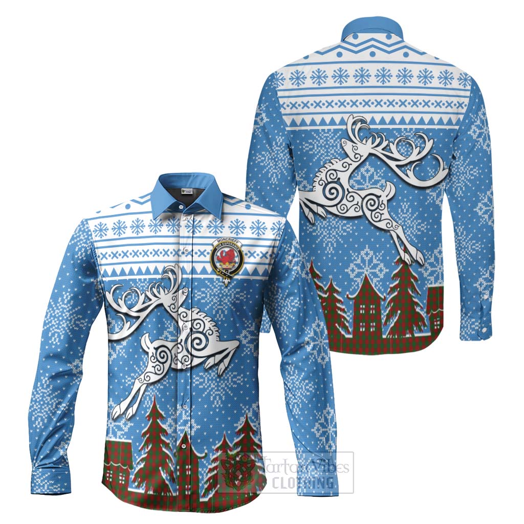 Moncrieff (Moncreiffe) Clan Christmas Long Sleeve Button Shirt Celtic Reindeer Style Men's Shirt S - Tartan Vibes Clothing