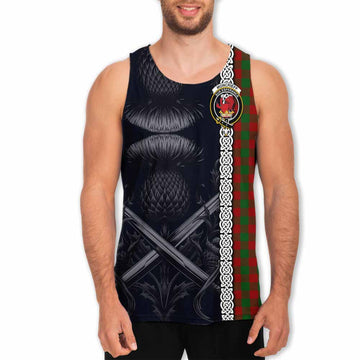 Moncrieff (Moncreiffe) Tartan Men's Tank Top with Family Crest Cross Sword Thistle Celtic Vibes Men - Tartan Vibes Clothing