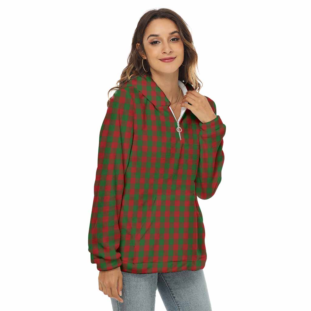 Moncrieff (Moncreiffe) Tartan Women's Borg Fleece Hoodie with Half Zip Female - Tartan Vibes Clothing
