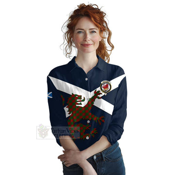 Moncrieff (Moncreiffe) Tartan Lion Rampant Women's Casual Shirt Proudly Display Your Heritage with Alba Gu Brath and Clan Name Female - Tartan Vibes Clothing