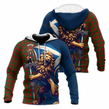 Moncrieff (Moncreiffe) Tartan Family Crest Knitted Hoodie with Scottish Majestic Lion Unisex Knitted Pullover Hoodie - Tartan Vibes Clothing