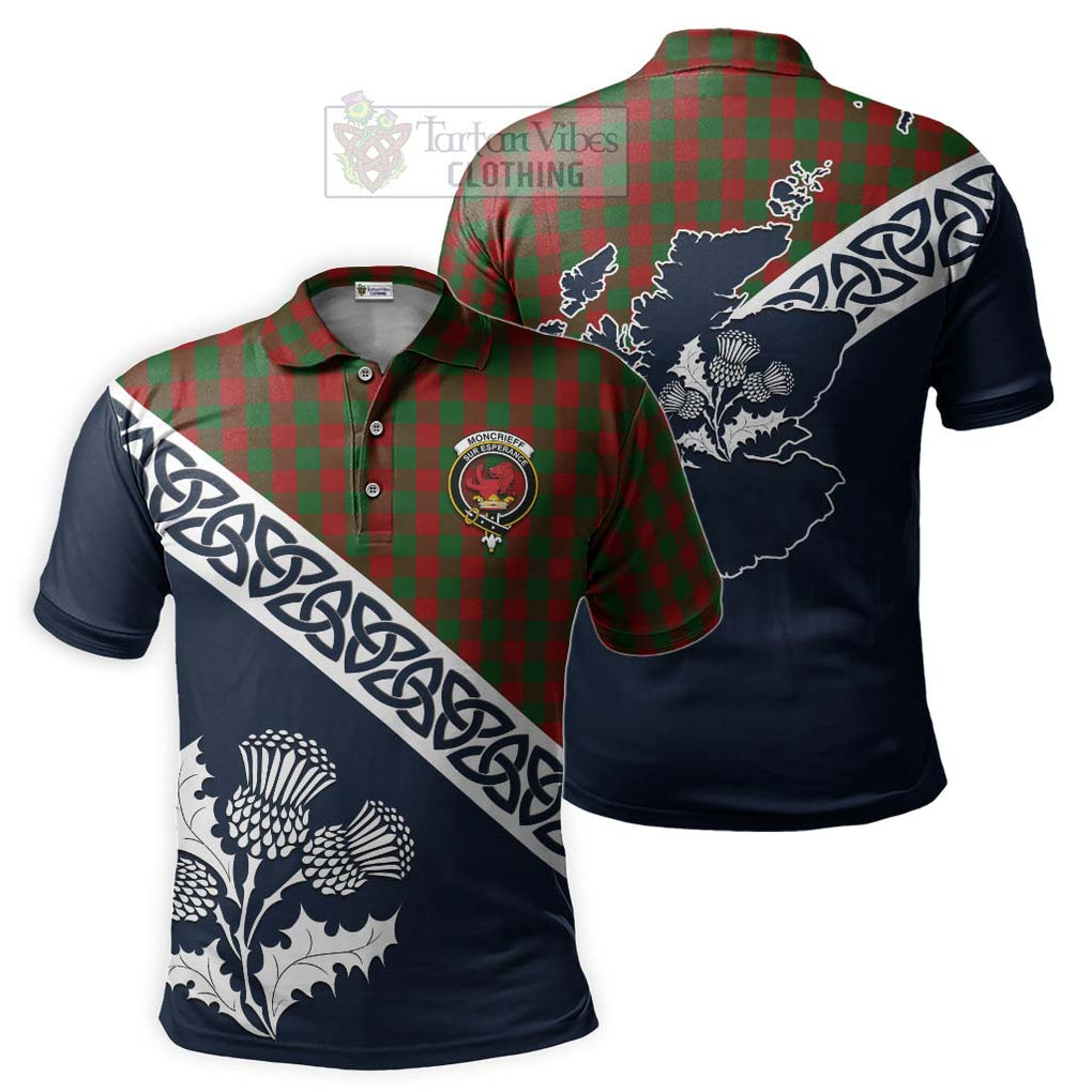 Moncrieff (Moncreiffe) Tartan Polo Shirt Featuring Thistle and Scotland Map Kid - Tartanvibesclothing Store