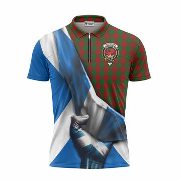 Moncrieff (Moncreiffe) Tartan Zipper Polo Shirt with Family Crest Scotland Patriotic Style Unisex - Tartan Vibes Clothing