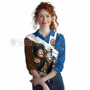Moncrieff (Moncreiffe) Tartan Women's Casual Shirt with Family Crest Scottish Bagpiper Vibes Female - Tartan Vibes Clothing