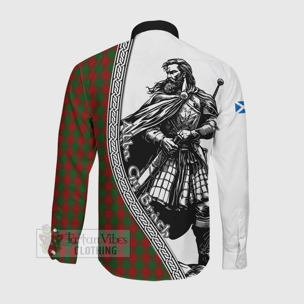 Moncrieff (Moncreiffe) Tartan Clan Crest Long Sleeve Button Shirt with Highlander Warrior Celtic Style Men's Shirt - Tartan Vibes Clothing