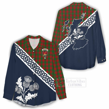 Moncrieff (Moncreiffe) Tartan Women's Casual Shirt Featuring Thistle and Scotland Map - Tartan Vibes Clothing