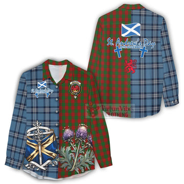 Moncrieff (Moncreiffe) Tartan Women's Casual Shirt Happy St. Andrew's Day Half Tartan Style - Tartan Vibes Clothing