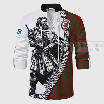 Moncrieff (Moncreiffe) Tartan Clan Crest Ghillie Kilt Shirt with Highlander Warrior Celtic Style - Tartan Vibes Clothing