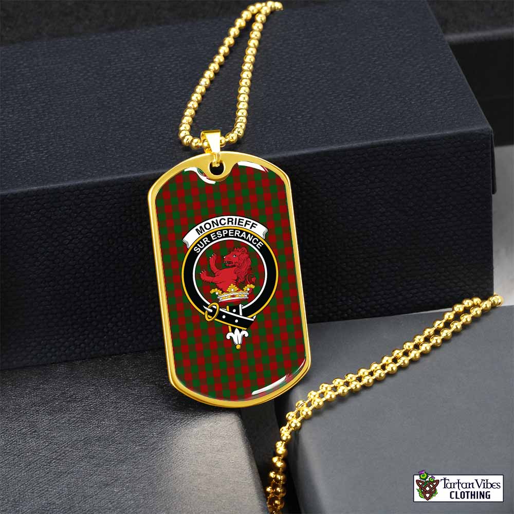 Moncrieff (Moncreiffe) Tartan Dog Tag Necklace with Family Crest Gold No - Tartan Vibes Clothing