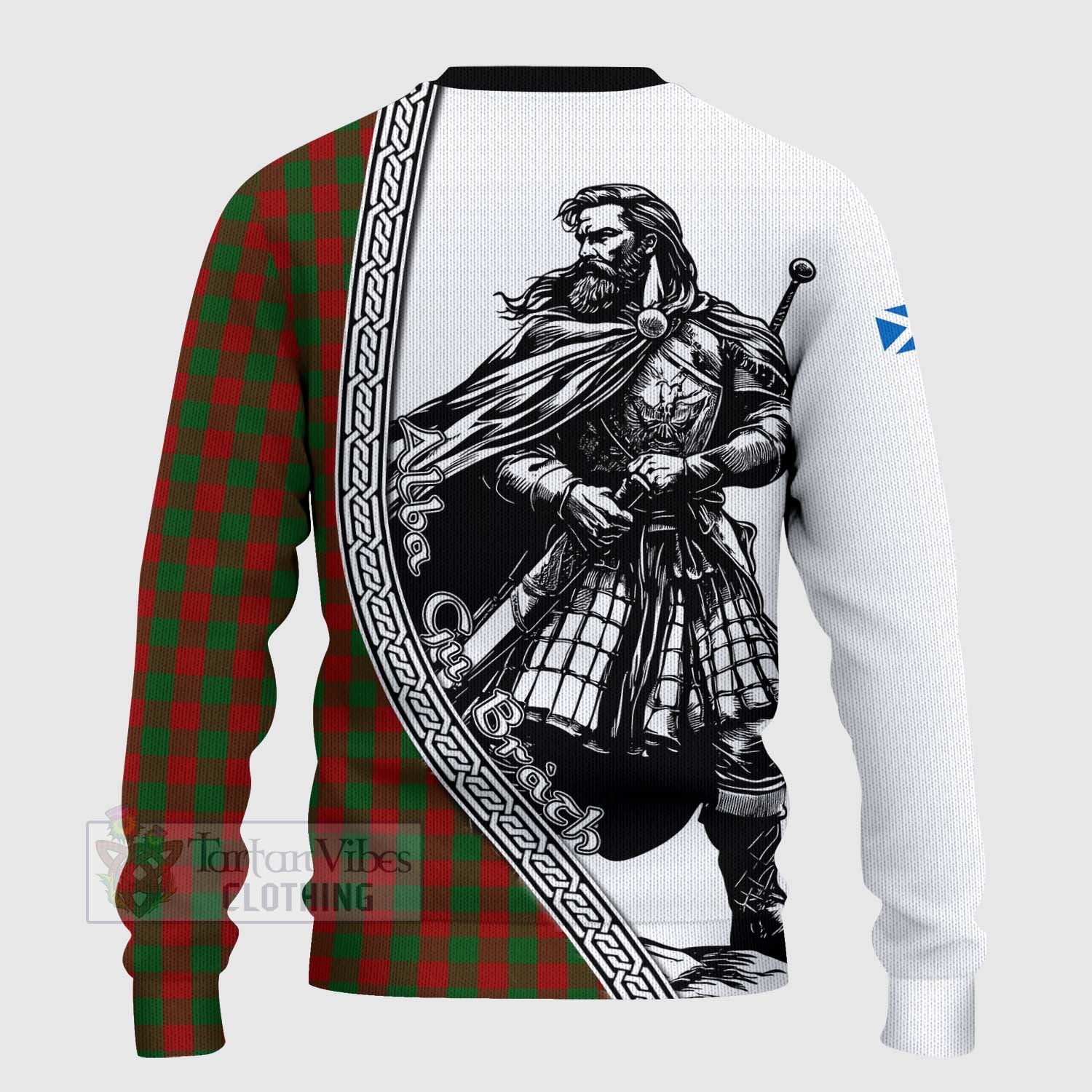 Moncrieff (Moncreiffe) Tartan Clan Crest Knitted Sweater with Highlander Warrior Celtic Style - Tartan Vibes Clothing