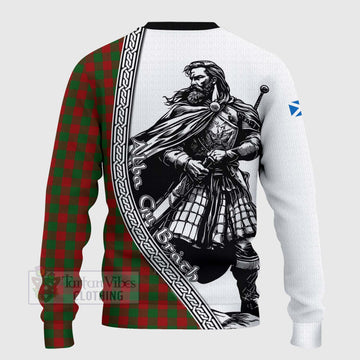 Moncrieff (Moncreiffe) Tartan Clan Crest Knitted Sweater with Highlander Warrior Celtic Style - Tartan Vibes Clothing