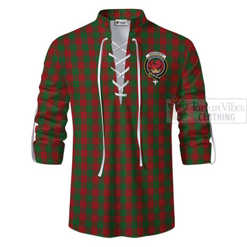 Moncrieff (Moncreiffe) Tartan Ghillie Kilt Shirt with Family Crest Celtic Skull Style - Tartan Vibes Clothing