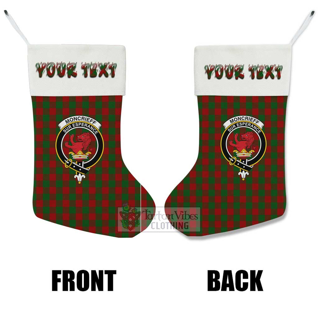 Moncrieff (Moncreiffe) Tartan Family Crest Christmas Stocking with Personalized Text - Tartan Vibes Clothing