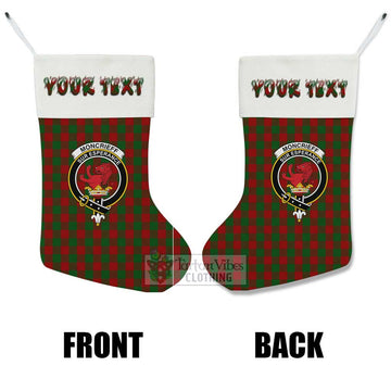 Moncrieff (Moncreiffe) Tartan Family Crest Christmas Stocking with Personalized Text - Tartan Vibes Clothing