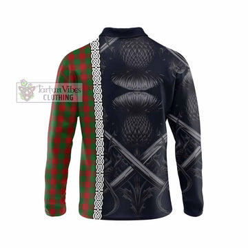 Moncrieff (Moncreiffe) Tartan Long Sleeve Polo Shirt with Family Crest Cross Sword Thistle Celtic Vibes - Tartan Vibes Clothing