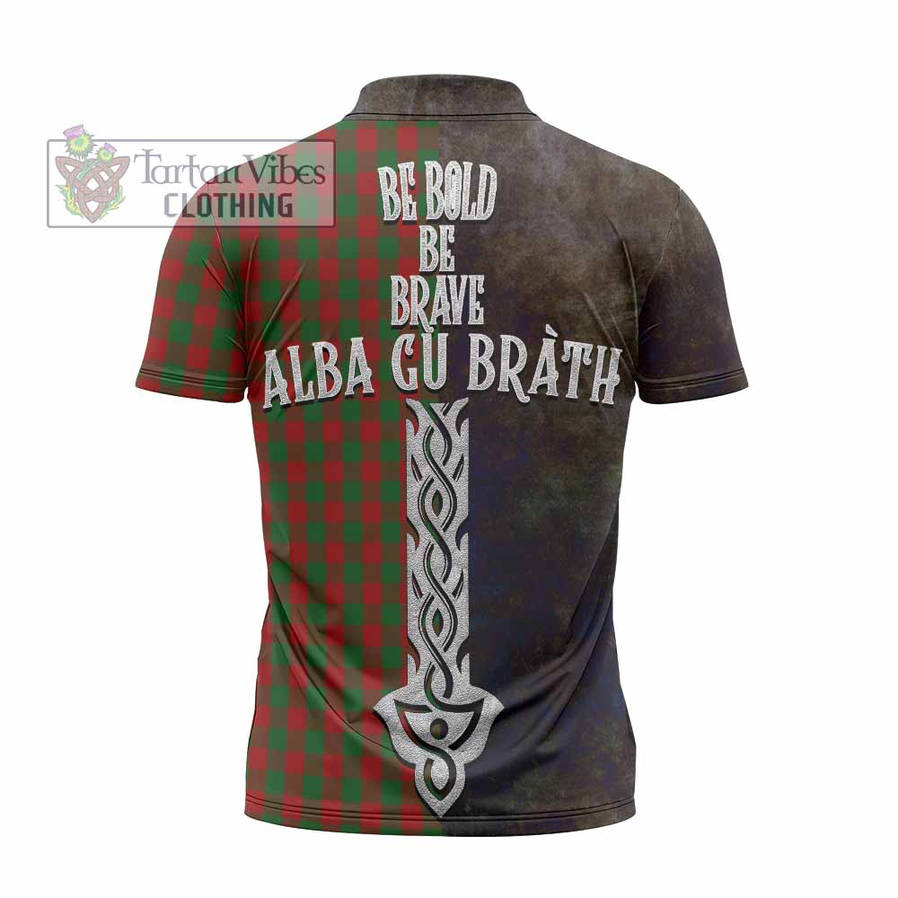 Tartan Vibes Clothing Moncrieff (Moncreiffe) Tartan Family Crest Zipper Polo Shirt Alba Gu Brath Be Brave Lion Ancient Style