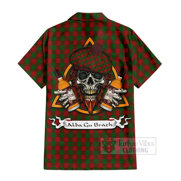 Moncrieff (Moncreiffe) Tartan Hawaiian Shirt with Family Crest and Bearded Skull Holding Bottles of Whiskey - Tartan Vibes Clothing