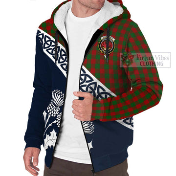 Moncrieff (Moncreiffe) Tartan Sherpa Hoodie Featuring Thistle and Scotland Map - Tartan Vibes Clothing