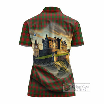 Moncrieff (Moncreiffe) Tartan Family Crest Women's Polo Shirt with Scottish Ancient Castle Style - Tartan Vibes Clothing