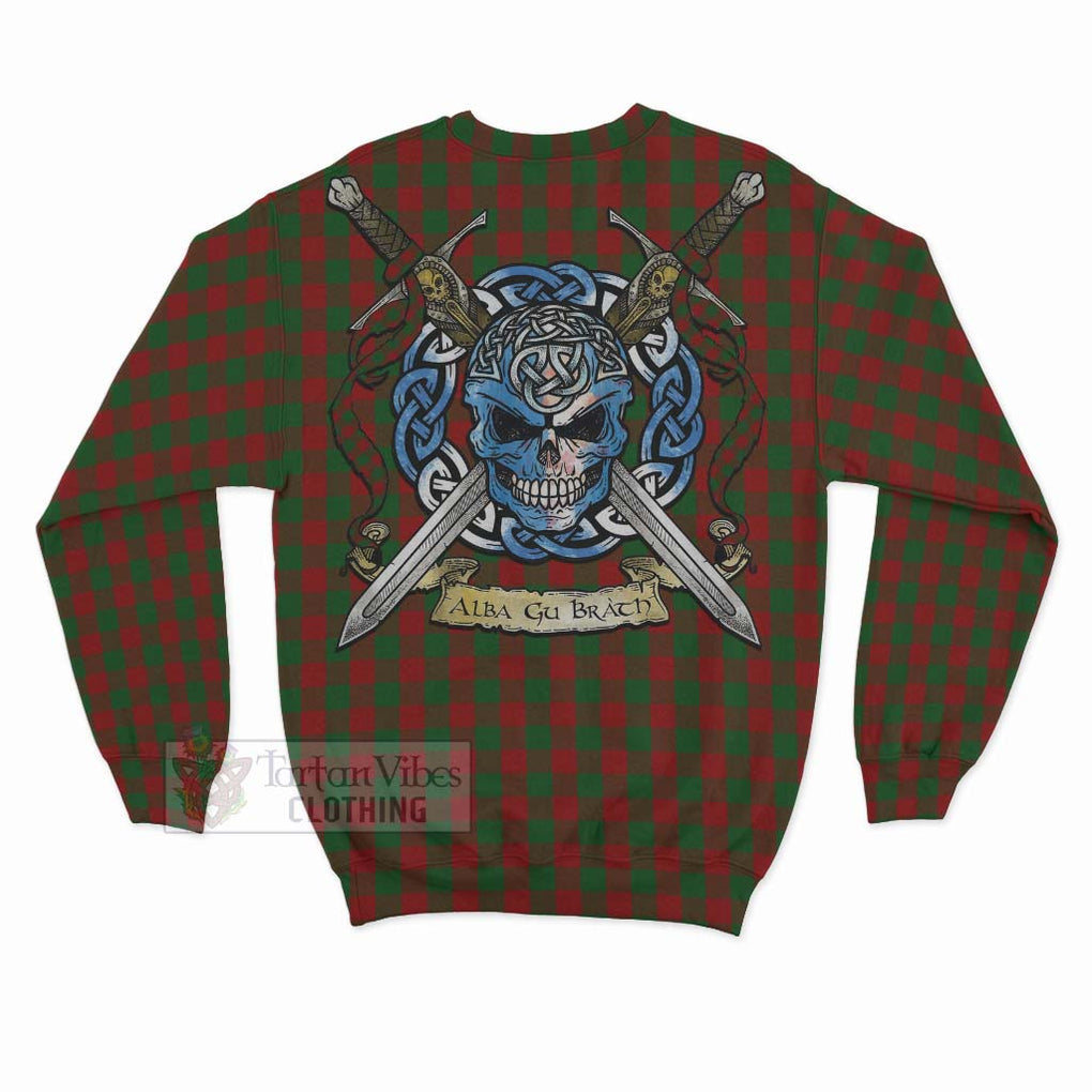Moncrieff (Moncreiffe) Tartan Sweatshirt with Family Crest Celtic Skull Style - Tartan Vibes Clothing